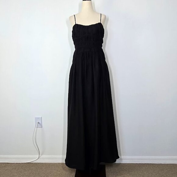 AQUA crinkle smocked maxi dress Sz S NEW - Picture 2 of 9